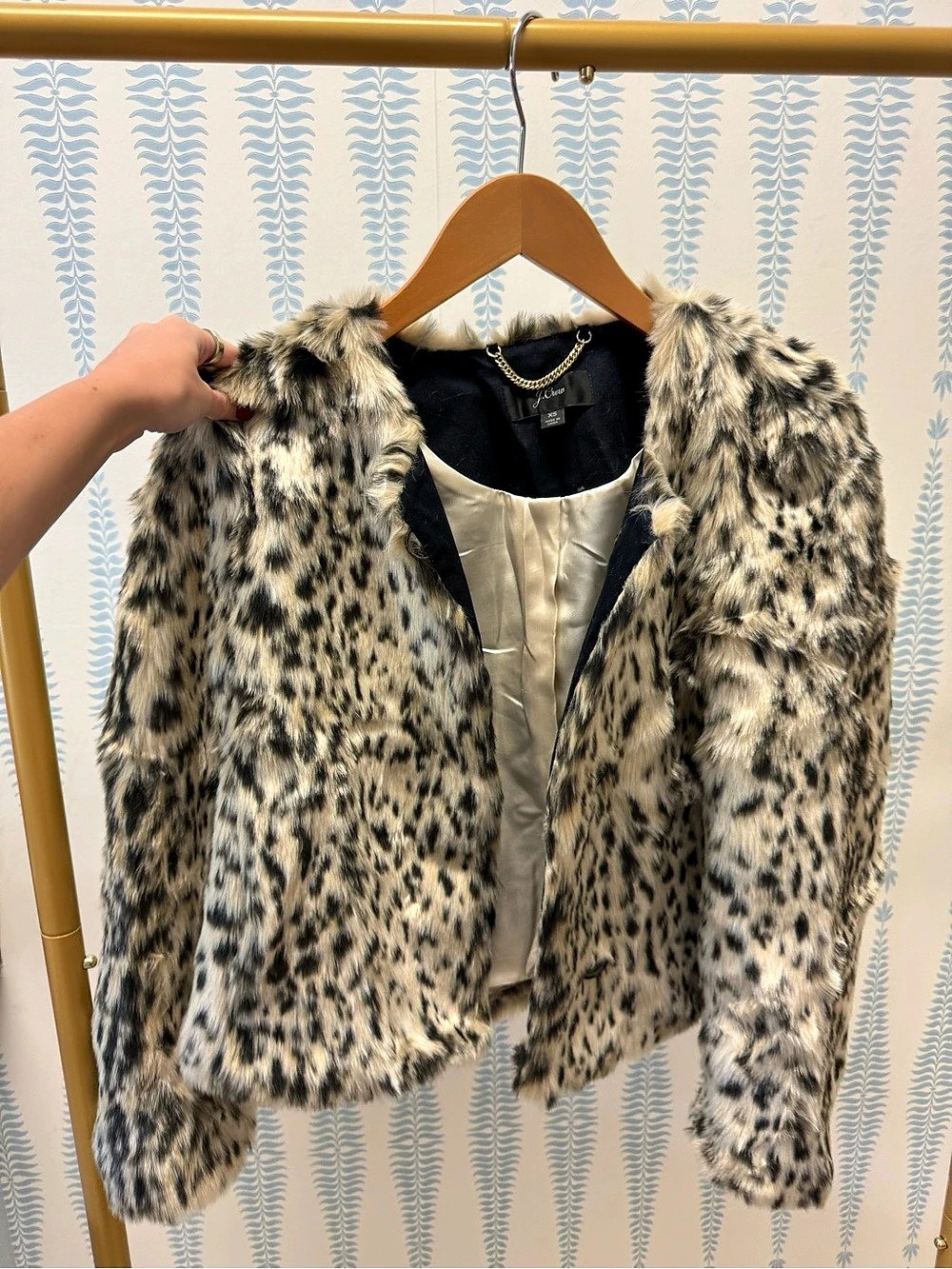 J. Crew Coat Animal Print Faux Fur Vest in Brown & Black Size XS